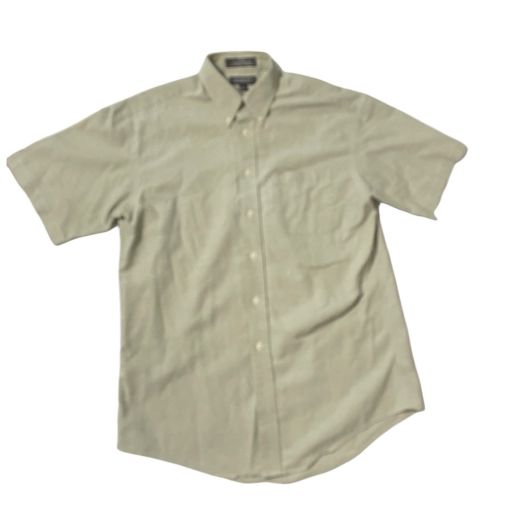Croft & Barrow Oxford Light Green Pinpoint  Mens 15.5 Short Sleeves Button Shirt